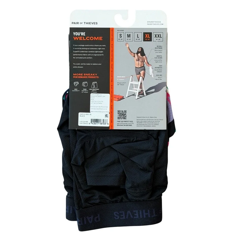 Pair of Thieves SuperFit Boxer Briefs XL Multicolor/Black (2) Pack **NEW**